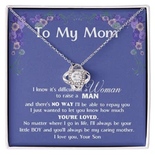 To My Mom Necklace, Mother's Day, Gift For Mom From Son, I Love You Mom