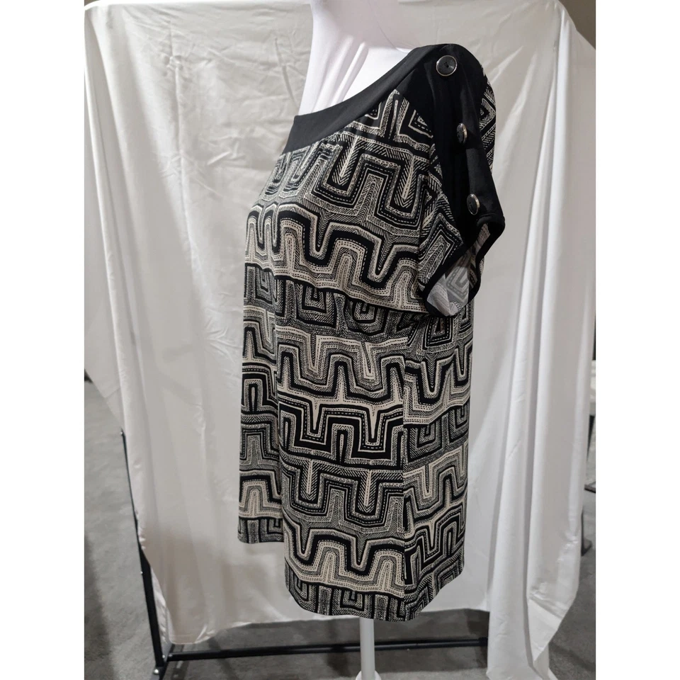 Blusa túnica elástica geométrica Susan Lawrence para mujer talla pequeña usada en excelente estado Foto 4 de 4