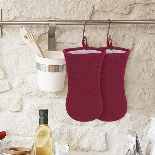 Canvas Oven Mitts Toaster Non-slip Gloves 1 Pair Red - Picture 7 of 8