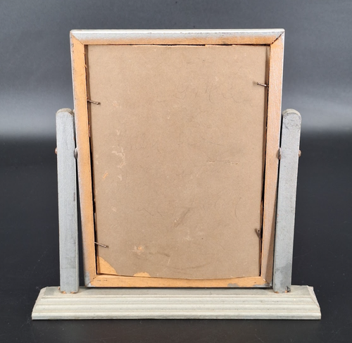 Antiguo marco giratorio de madera de 5" x 7" con cuadro antiguo - Imagen 3 de 15