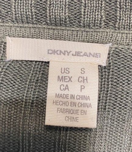 DKNY Jeans Sweater Womens Small Olive Green Full Zip Ribbed Knit Jacket Y2K - Picture 5 of 11