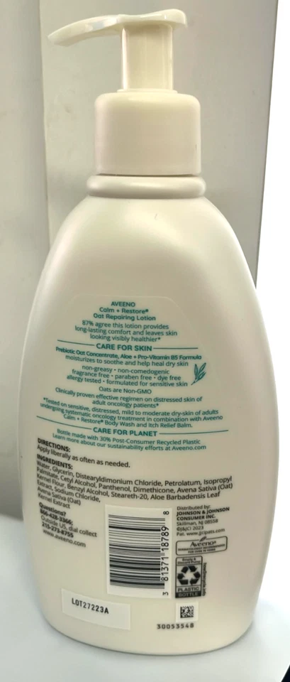 2x Aveeno Calm + Restore Oat Repairing Lotion Restorative Skin Therapy 12 Oz eac - Image 2 of 2