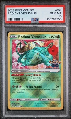 PSA 10 GEM MINT Radiant Venusaur Pokemon GO 2022 Holo Rare 004/078