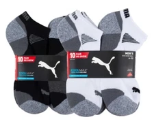 Puma Men's No Show Low Cut Socks, 10 Pair White Or Black Select Size