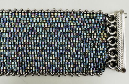 artisan made hand hand sewn bracelet vintage shoe clip glass beads - Picture 7 of 7