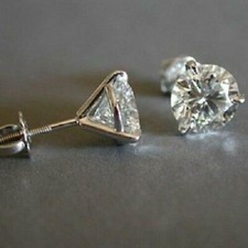 3 Ct Round Cut Lab Created Diamond Stud Earrings 14K White Gold Plated