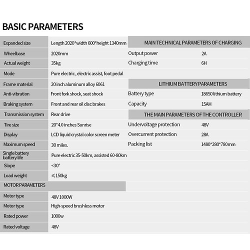 1000W 48V 15Ah 20'' Fat Tire Electric Commuting Bicycle City Fold eBike - Picture 11 of 13