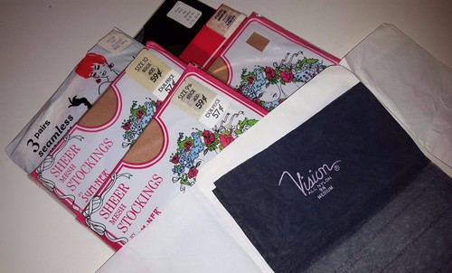 VINTAGE NYLON STOCKINGS THIGH HIGH TIGHTS LOT 1960s 1970s SIZE 9-10 - Picture 2 of 4