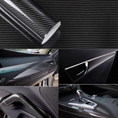 Black 6D Carbon Fiber Vinyl Wrap Roll 1Ft X 10Ft, Super Glossy Car Wrap Film Fe - Picture 2 of 12