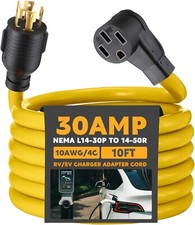 10FT 4 Prong 30 Amp to 50 Amp Generator to RV/EV Adapter Cord