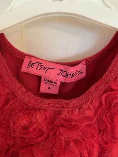 Girl's Betsey Johnson Designer Red Ruffled & Sequined Tutu Dress Youth Size 4 - Picture 4 of 8