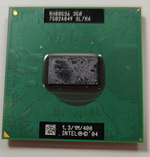 Tested CPU Intel Celeron M350 SL7RA 1,3 GHz 1M FSB cache 400MHz socket mPGA478c - Picture 1 of 2