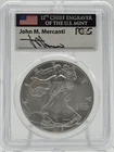 2013 Silver Eagle PCGS MS70 First Strike John Mercanti Hand Signed Flag Label