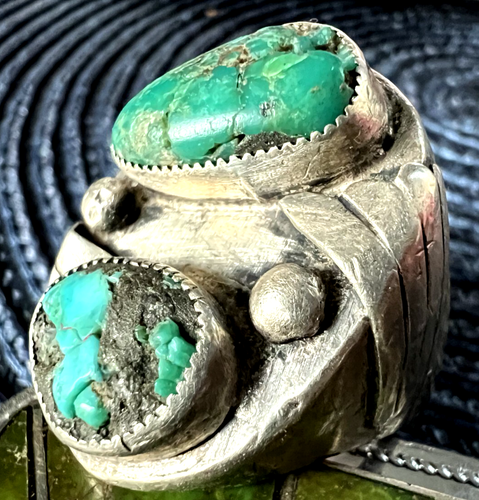 SCHWERER Vintage TÜRKIS STEIN RING Gr. 12,5 40g Sterling Herren Southwestern Navajo - Bild 1 von 9