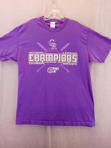 Colorado Rockies shirt Boy youth L purple NLCS 2007 Champions cotton - Picture 1 of 17