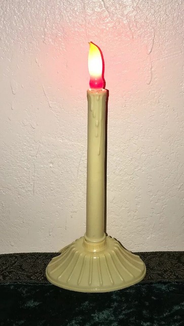 VINTAGE Christmas Window Candle Electric Plastic Wax Drip Flame Light ...