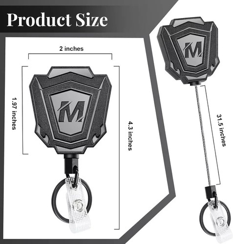 2 Pack Heavy Duty Retractable Keychain with Belt Clip Retractable ID Badge - Picture 4 of 7