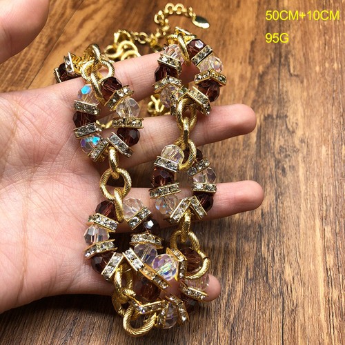 Set orecchini collana perle anello diamante cristallo a contrasto colore gioielli vintage - Foto 3 di 9
