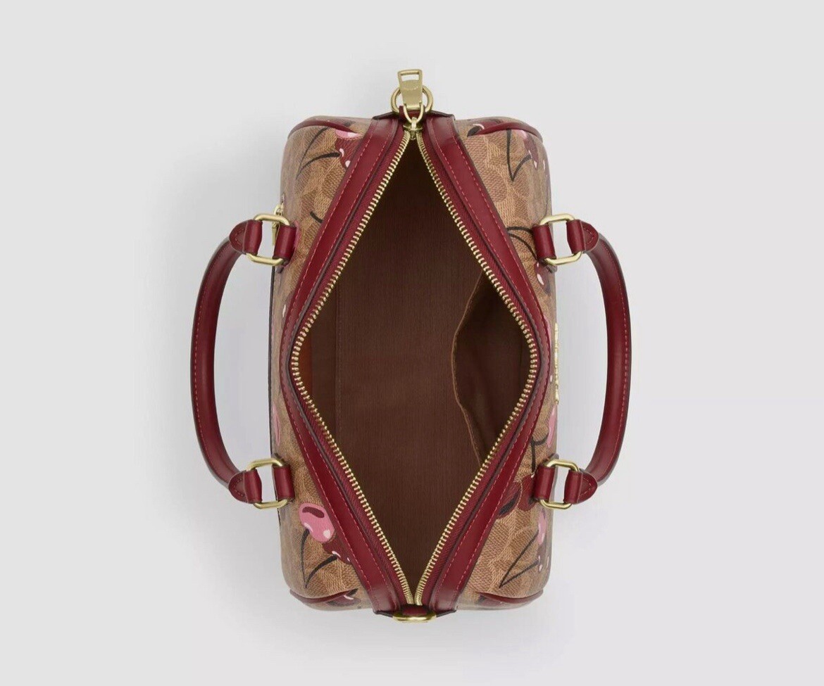 Coach Womens Rowan Satchel Bag Signature Canvas W Cherry Coach Womens Rowan Satchel Bag Signature Canvas W Cherry