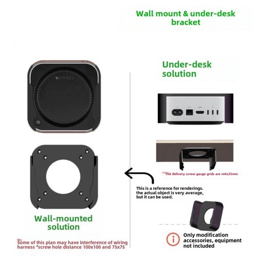Hidden Fixed Bracket Storage Rack for Mac mini M4/M4 Pro 2024 For Vesa Standard - Picture 4 of 8