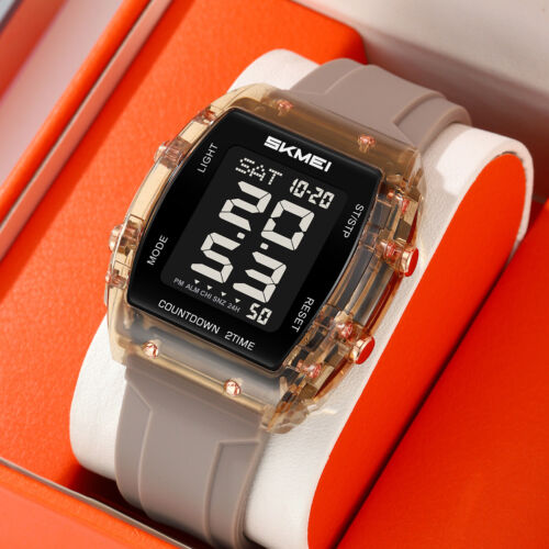 SKMEI Men Square Watch Electronic Watch Outdoor Stopwatch Boy Girl Digital Watch - Picture 2 of 31