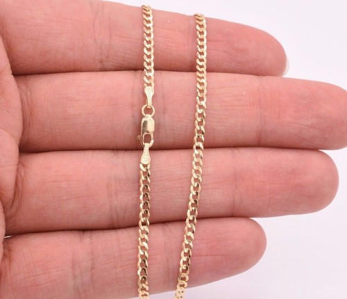 High Polish Cuban Curb Chain Anklet 14k Solid Yellow Gold 10" - Picture 3 of 4