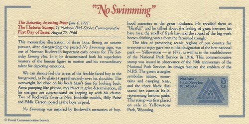 VINTAGE First Day of Issue US postage Norman Rockwell - No Swimming - Picture 2 of 2
