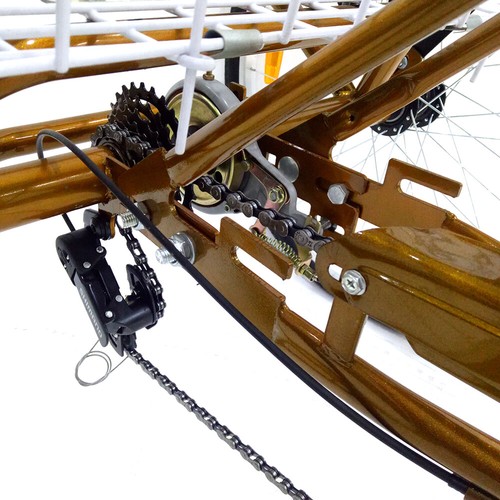 24" Dreirad Für Erwachsene Senioren 6 Gang 3-Räd-Fahrrad mit Rückenlehne & Korb - Bild 7 von 11