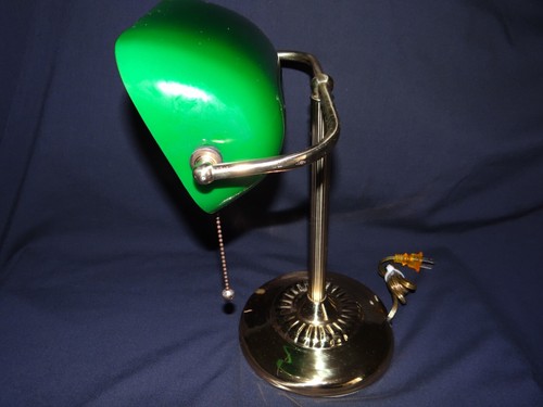 Bankers Desk Lamp with Glass Green Shade - Picture 3 of 8