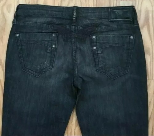 Pantalones de mezclilla Robins Marilyn Wing ajustados pierna recta negruzcos 32x341/2 INCREÍBLES JEANS 🔥 - Imagen 3 de 23