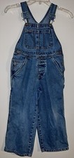 Vintage Gap Kids Size 4 Distressed Blue Denim Bib Overall 100 Cotton Wide Leg
