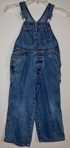 Vintage Gap Kids Size 4 Distressed Blue Denim Bib Overall 100% Cotton Wide Leg
