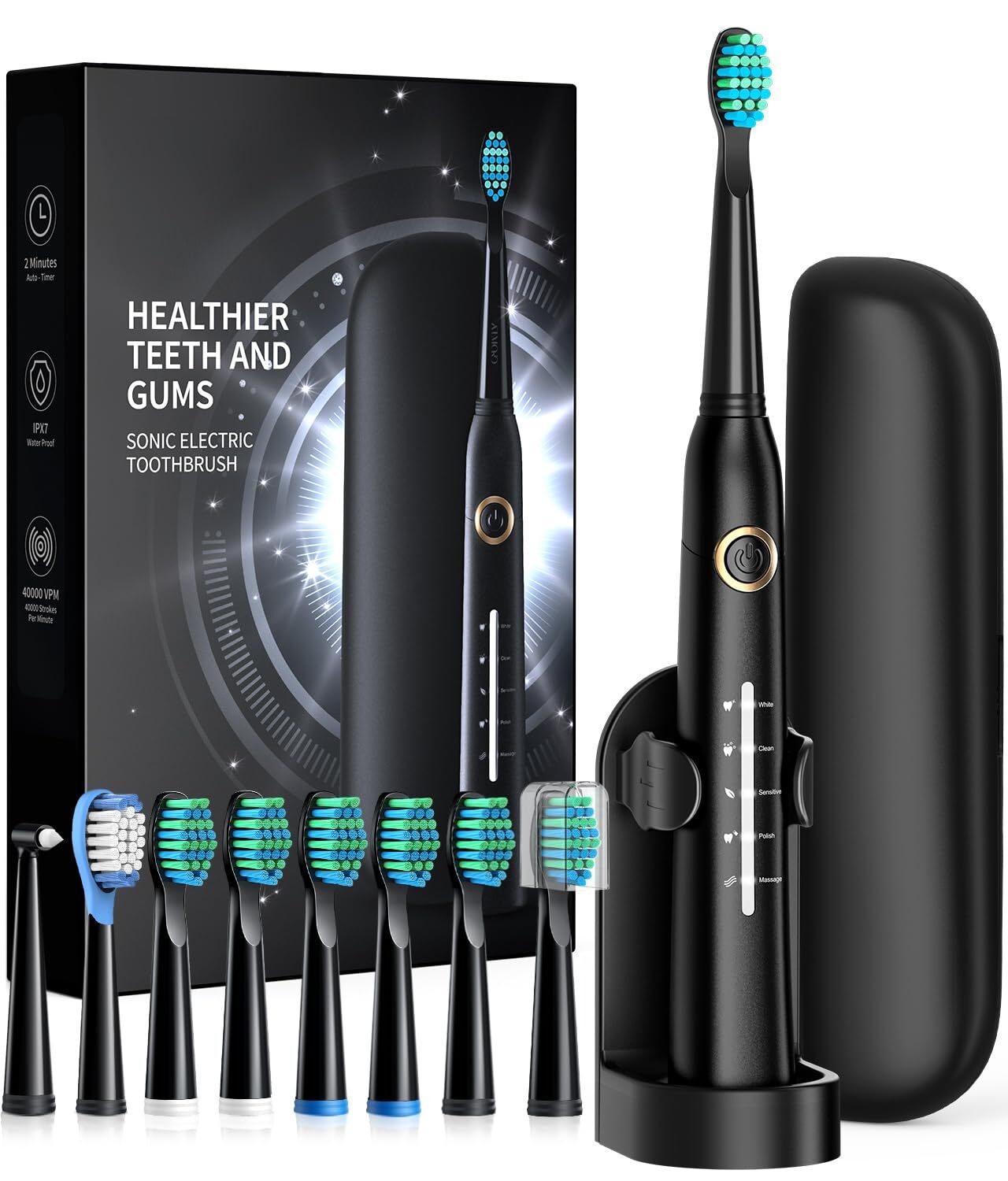 Spazzolino Elettrico Spazzolino da denti Elettrico con 8 Testine 40000 VPM 5 Mod