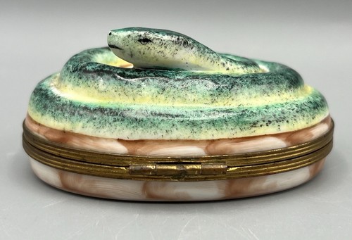 Rare Snake Chamart Limoges France Trinket Box Ring Box Ceramic Hand Painted - Picture 6 of 12