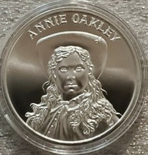 Annie Oakley 1 oz .999 silver USA Wild West Legends Woman Gun slinger colt 45 59.99 per troy oz