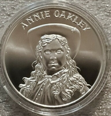 Annie Oakley 1 oz .999 silver USA Wild West Legends Woman Gun slinger colt 45