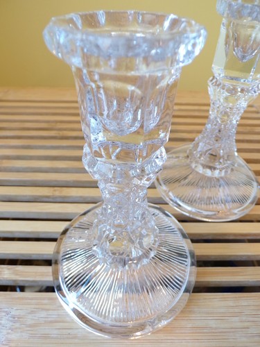 2 Kerzenständer Kerzenständer Vintage geschliffenes Bleikristallglas - Bild 3 von 15