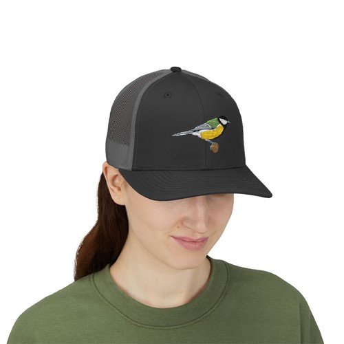 Great Tit Embroidered Bird Snapback Trucker Cap, Bird Watching Gift Cap - Picture 19 of 51