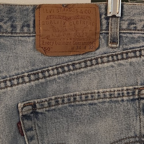 Vintage USA Levis 550 34X32 Men's Relaxed Leg Light Wash Red Tab Distressed - Picture 6 of 10