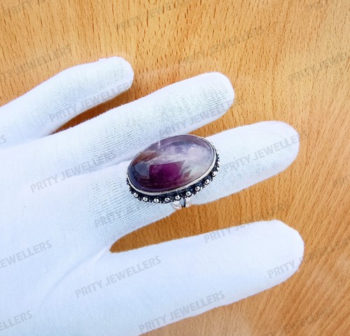 Natural Amethyst Gemstone Ring, 925 Sterling Silver Ring, Antique Handmade Ring - Picture 4 of 6