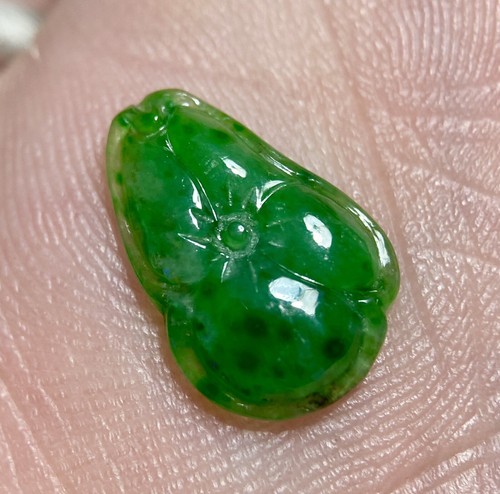 GEMMY 3,65ct BURMESE ICY EMERALD IMPERIAL GREEN JADEIT JADE A FLOWER MELON CAB - Bild 4 von 18