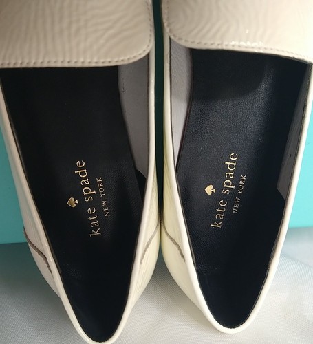 kate spade new york GENEVIEVE Off White Crinkle Patent Leather Shoes Size 8M EUC - Picture 5 of 8