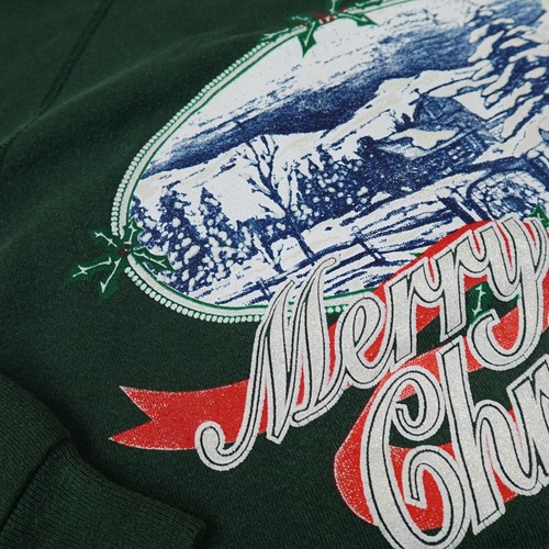 VTG Christmas Sweater Mens M Green Winter Pullover Crewneck Sweatshirt 90s Y2K - Picture 3 of 13
