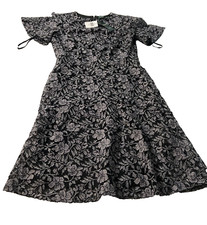 Ralph Lauren Women's Floral Dress Size 2 Black Grey Elegant