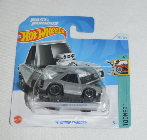 HOT WHEELS 2024 TOONED 1/5 - ' 70 DODGE CHARGER METALLIC GRAY ON A SHORT CARD - Picture 3 of 5