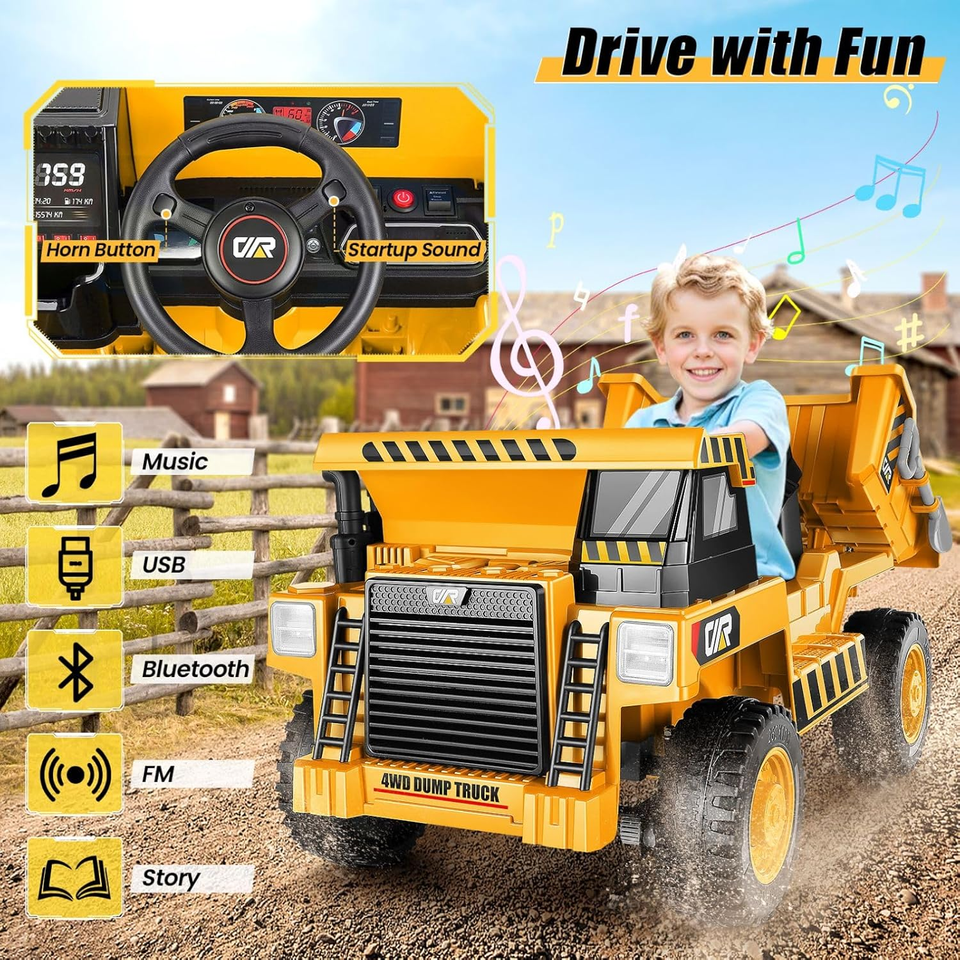 Hikole Ride on Dump Truck for Kids, Electric Cars with Remote Control