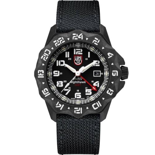 Luminox F-117 Nighthawk Herrenuhr GMT Drehlünette schwarz Gehäuseband 6441