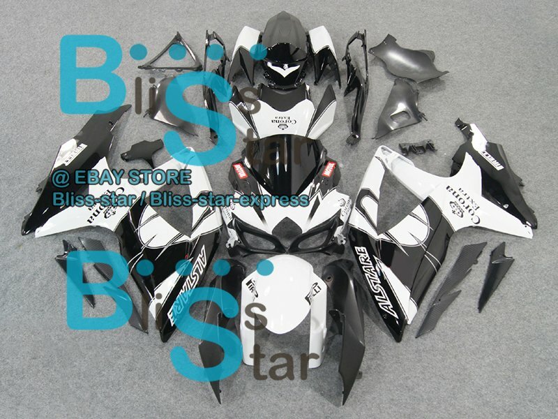 White Black GSXR750 Fairing For SUZUKI GSX-R600 GSX-R750 2008-2010 14 B7 item image