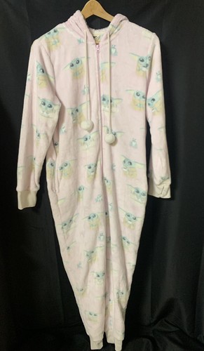 Munki Munki Star Wars Baby Yoda Grogu Plush One-Piece Hooded Pajama Large NWOT - Picture 4 of 12
