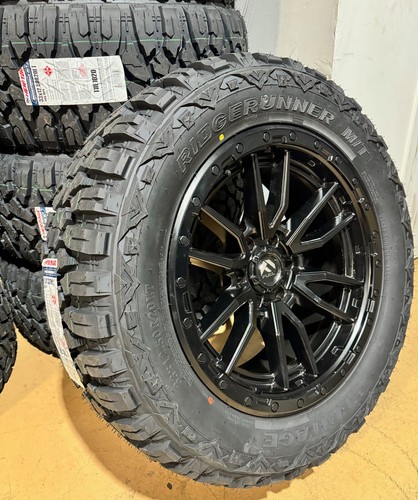 5) 20x9 Fuel D679 Rebel Black Wheels 33" MT Tires 5X5 Jeep Wrangler JK - Picture 2 of 5